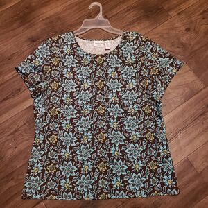 Covington Blue Brown Women's Pullover Shirt Blouse Sz XL 18